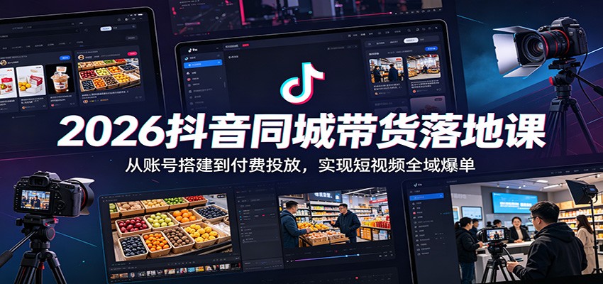 2026抖音同城带货落地课：从账号搭建到付费投放，实现短视频全域爆单-百盟网