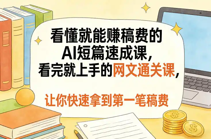 看懂就能賺稿费的AI短篇速成课,看完就上手的网文通关课,让你快速拿到第一笔稿费(更新8月)-百盟网