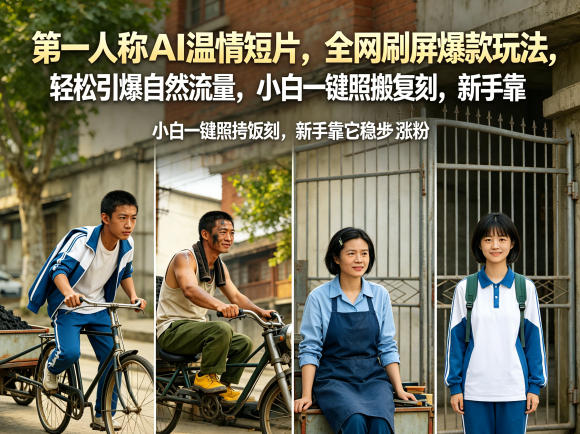 第一人称AI温情短片,全网刷屏爆款玩法,轻松引爆自然流量,小白一键照搬复刻,新手靠它稳步涨粉-百盟网
