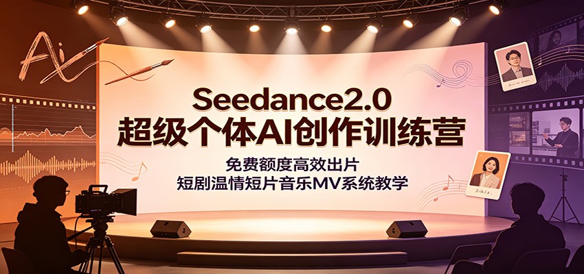 Seedance2.0超级个体AI创作训练营:免费额度高效出片,短剧温情短片音乐MV系统教学-百盟网