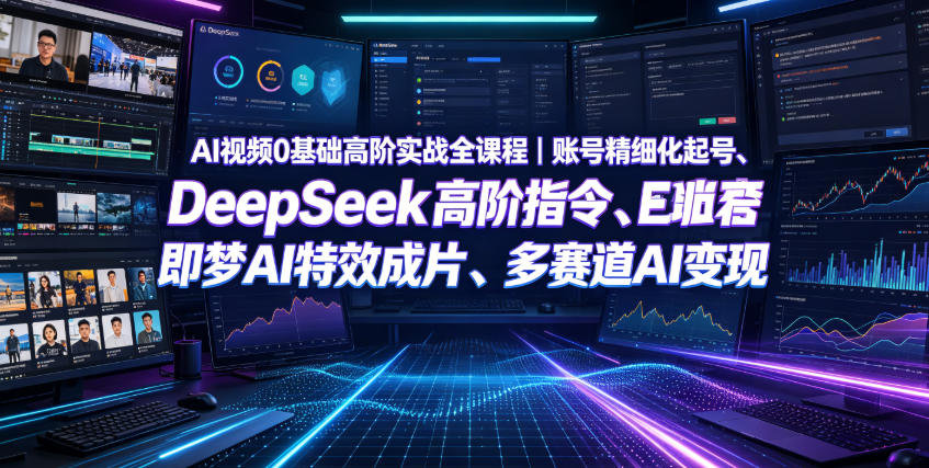 AI视频0基础高阶实战全课程｜账号精细化起号、DeepSeek高阶指令、即梦AI特效成片、多赛道AI短视频量产变现-百盟网