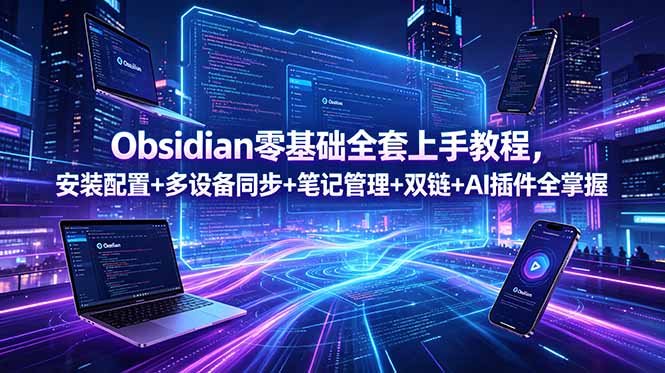 Obsidian零基础全套上手教程,安装配置+多设备同步+笔记管理+双链+AI插件全掌握-百盟网
