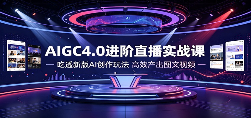 AIGC4.0进阶直播实战课：吃透新版AI创作玩法，高效产出图文视频-百盟网