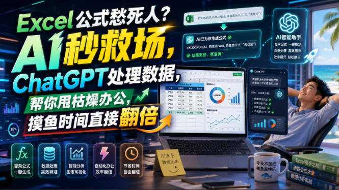 Excel公式愁死人?AI秒救场,ChatGPT处理数据,帮你甩枯燥办公,摸鱼时间直接翻倍【原创双语字幕】-百盟网