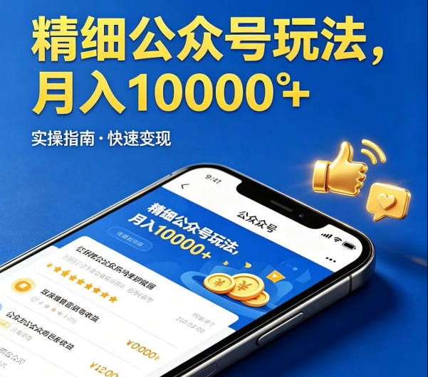 精细化公众号玩法，我们给你提供文章，你来负责发布，收益可观，月入1W+【揭秘】-百盟网