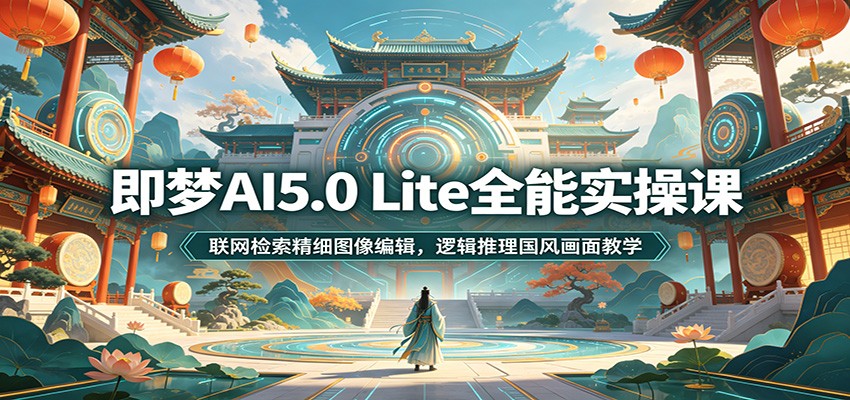 即梦AI5.0 Lite全能实操课：联网检索精细图像编辑，逻辑推理国风画面教学-百盟网