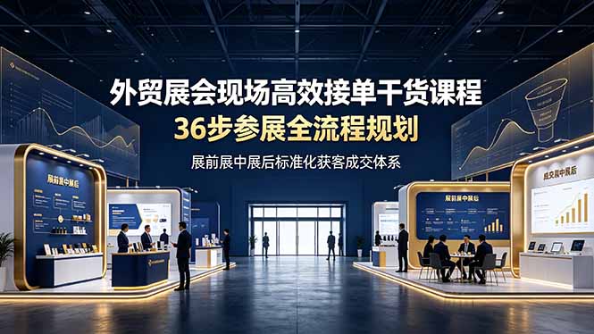 外贸展会现场高效接单干货课程，36步参展全流程规划，展前展中展后标准化获客成交体系-百盟网