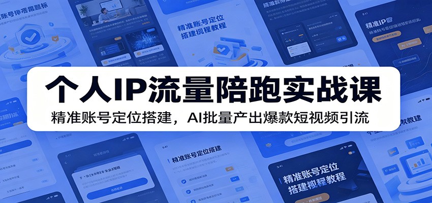 个人IP流量陪跑实战课：精准账号定位搭建，AI批量产出爆款短视频引流-百盟网