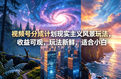 视频号分成计划现实主义风景玩法,收益可观,玩法新鲜,适合小白-百盟网