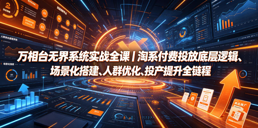 万相台无界系统实战全课｜淘系付费投放底层逻辑、场景化搭建、人群优化、投产提升全链路运营教程-百盟网