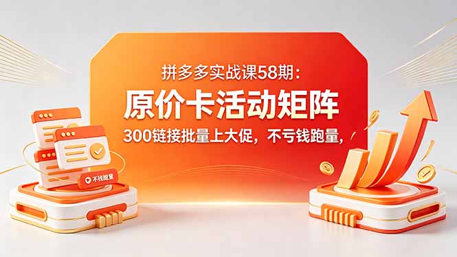 拼多多实战课58期：原价卡活动矩阵，300链接批量上大促，不亏钱跑量-百盟网