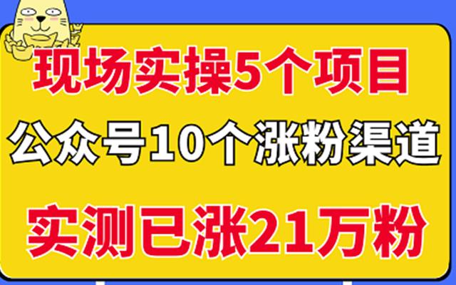 现场实操5个公众号项目,10个涨粉渠道,实测已涨21万粉!