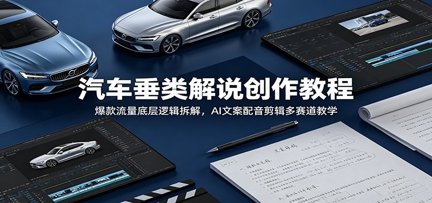 汽车垂类解说创作教程：爆款流量底层逻辑拆解，AI文案配音剪辑多赛道教学-百盟网