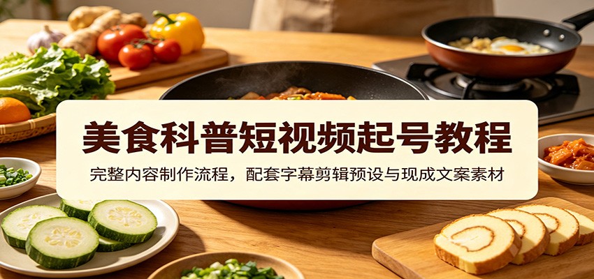 美食科普短视频起号教程:完整内容制作流程,配套字幕剪辑预设与现成文案素材-百盟网