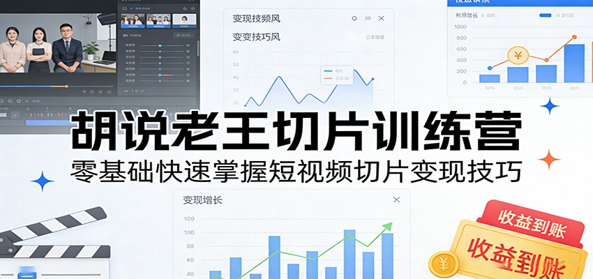 胡说老王切片训练营，零基础快速掌握短视频切片变现技巧-百盟网