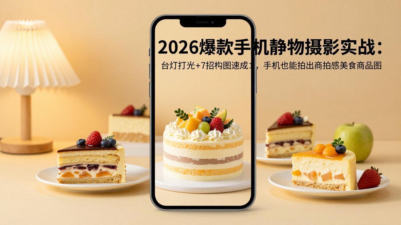 2026爆款手机静物摄影实战:台灯打光+7招构图速成,手机也能拍出商拍感美食商品图-百盟网