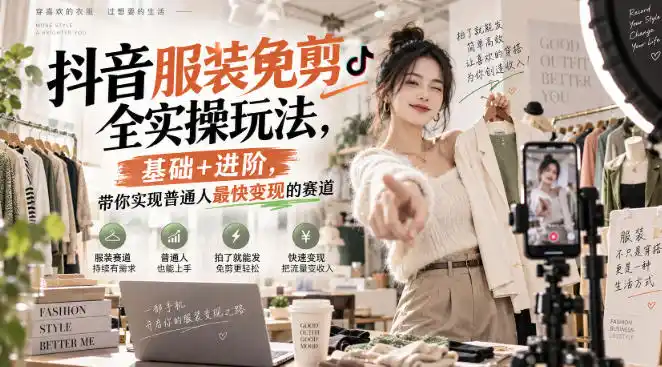 抖音服装免剪全实操玩法，基础+进阶，带你实现普通人最快变现的赛道-百盟网