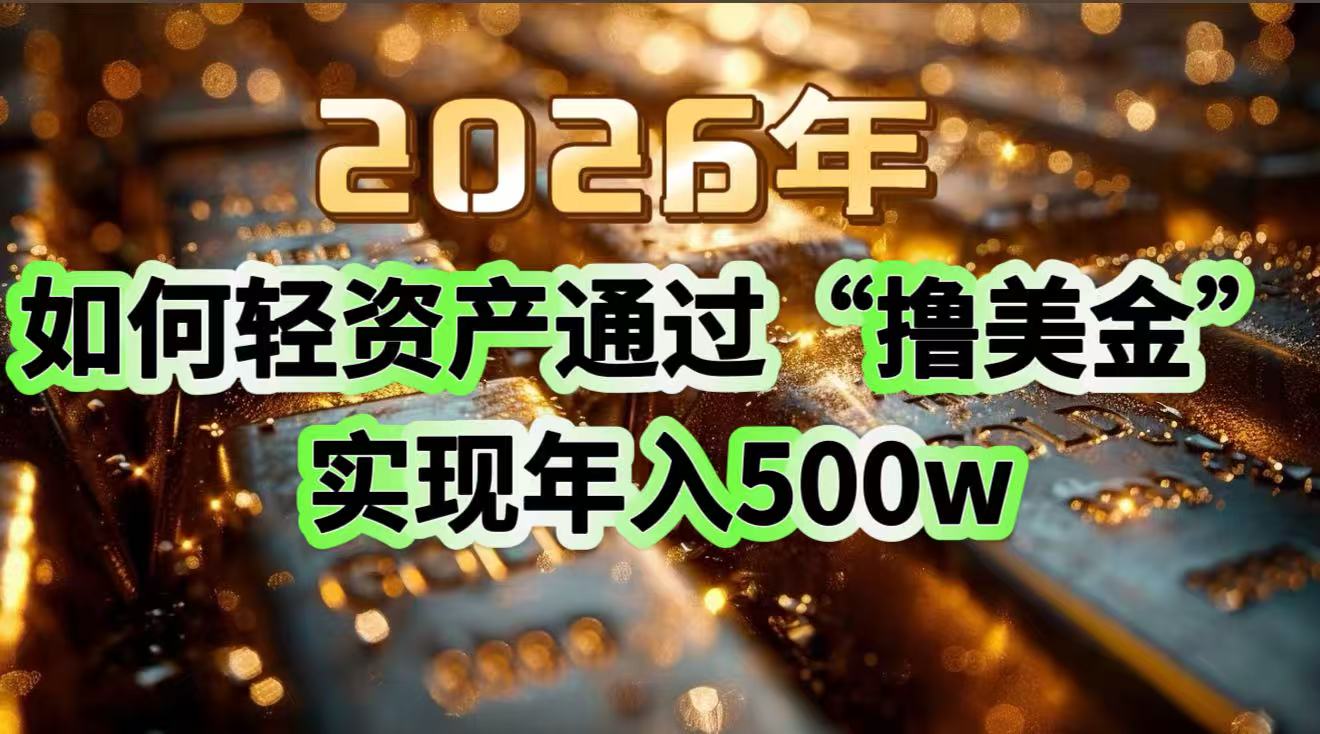 2026年如何轻资产通过“撸美金”实现年入500w-百盟网