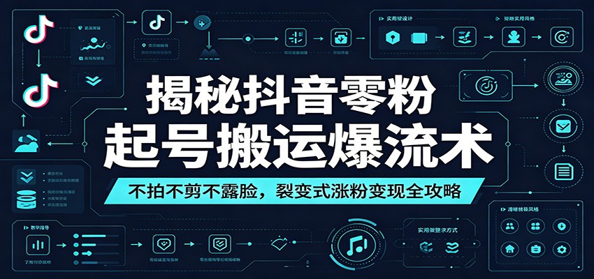 揭秘抖音零粉起号搬运爆流术:不拍不剪不露脸,裂变式涨粉变现全攻略-百盟网