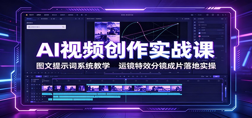 AI视频创作实战课：图文提示词系统教学，运镜特效分镜成片落地实操-百盟网