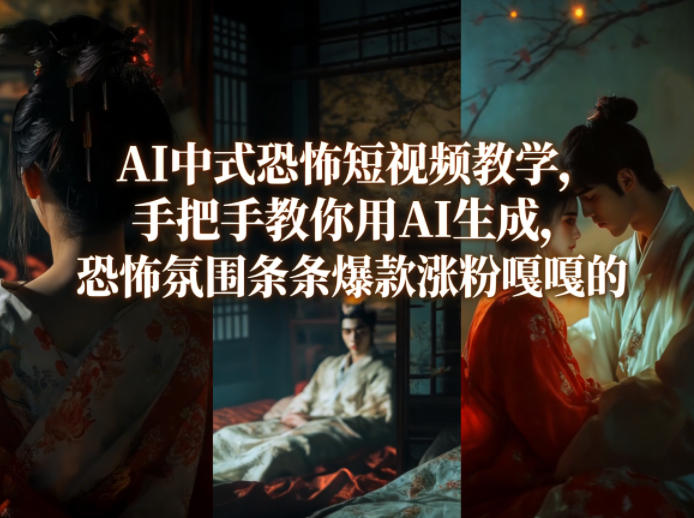 AI中式恐怖短视频教学,手把手教你用AI生成,恐怖氛围条条爆款涨粉嘎嘎的-百盟网