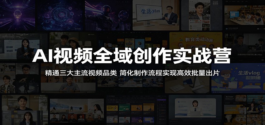 AI视频全域创作实战营：精通三大主流视频品类，简化制作流程实现高效批量出片-百盟网