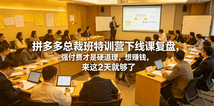 拼多多总裁班特训营下线课复盘，强付费才是硬道理，想賺钱，来这2天就够了-百盟网