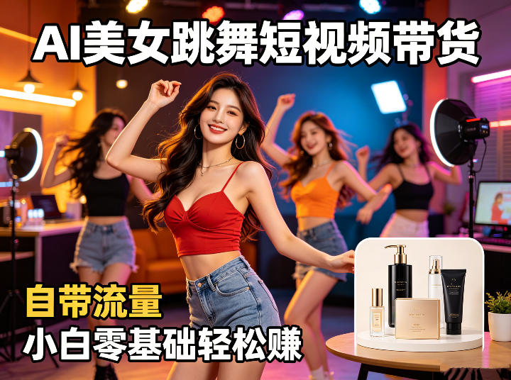 AI美女跳舞短视频带货:自带流量,小白零基础轻松賺,详细拆解-百盟网