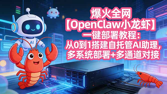 爆火全网【OpenClaw 小龙虾】一键部署教程:从0到1搭建自托管AI助理,多系统部署+多通道对接-百盟网