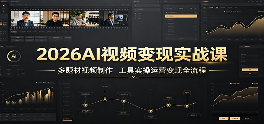 2026AI视频变现实战课：多题材视频制作，工具实操运营变现全流程-百盟网