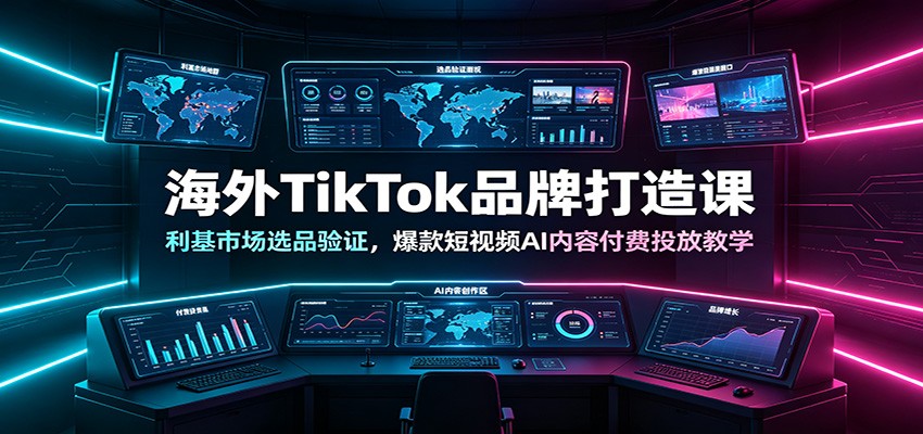 海外TikTok品牌打造课:利基市场选品验证,爆款短视频AI内容付费投放教学-百盟网