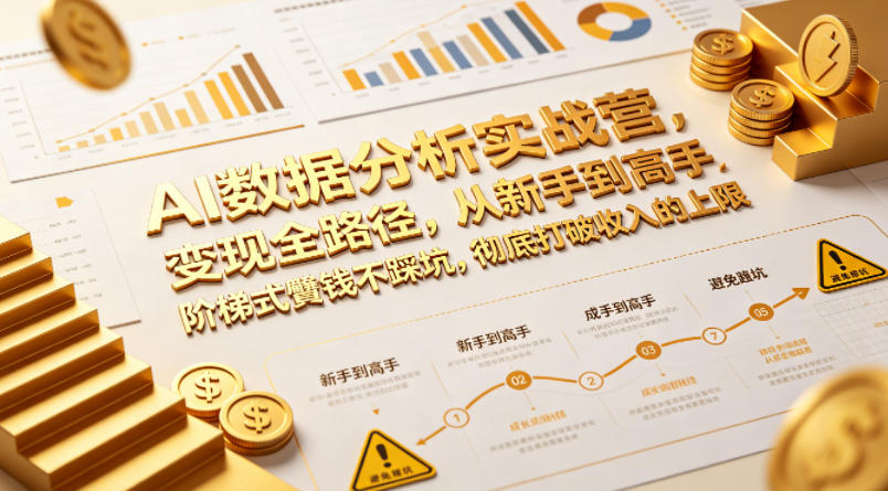 AI数据分析实战营，变现全路径，从新手到高手，阶梯式賺钱不踩坑，彻底打破收入的上限-百盟网
