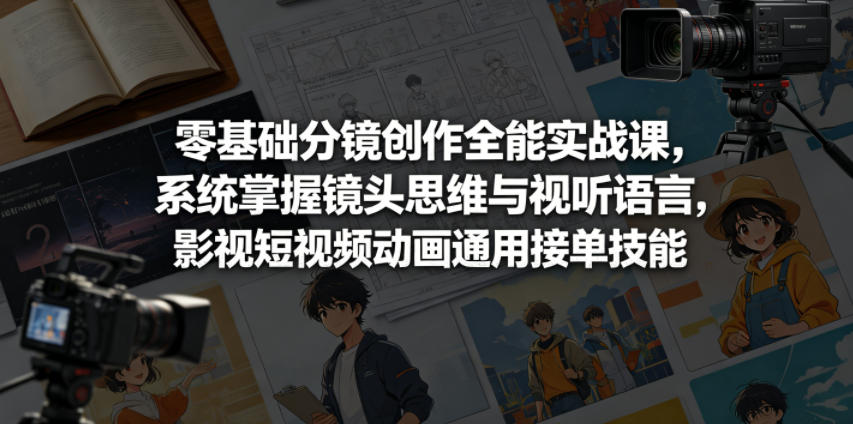 零基础分镜创作全能实战课,系统掌握镜头思维与视听语言,影视短视频动画通用接单技能-百盟网