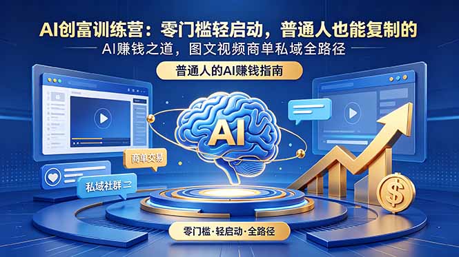 AI创富训练营：零门槛轻启动，普通人也能复制的AI赚钱之道，图文视频商单私域全路径-百盟网