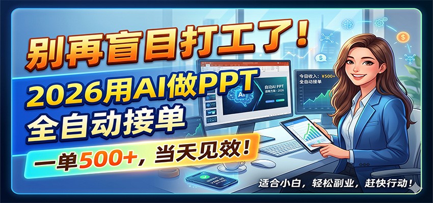 别再盲目打工了!2026用AI做PPT全自动接单,一单5张+,当天见效!-百盟网