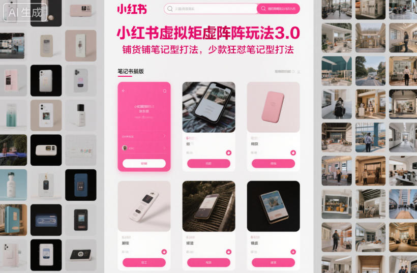 小红书虚拟矩阵玩法3.0,铺货铺笔记型打法,少款狂怼笔记型打法-百盟网