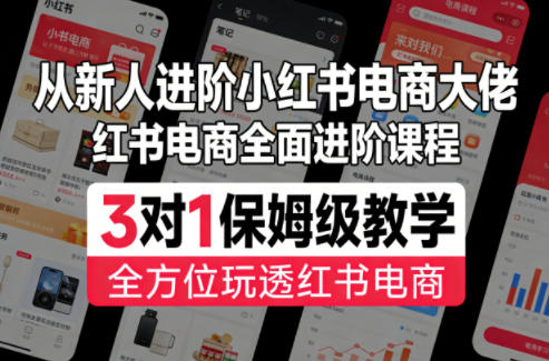 从新人进阶小红书电商大佬,红书电商全面进阶课程,3对1保姆级教学,全方位玩透红书电商-百盟网