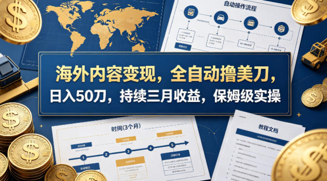 海外内容变现，全自动撸美刀，日入50刀，持续三月收益，保姆级实操【揭秘】-百盟网