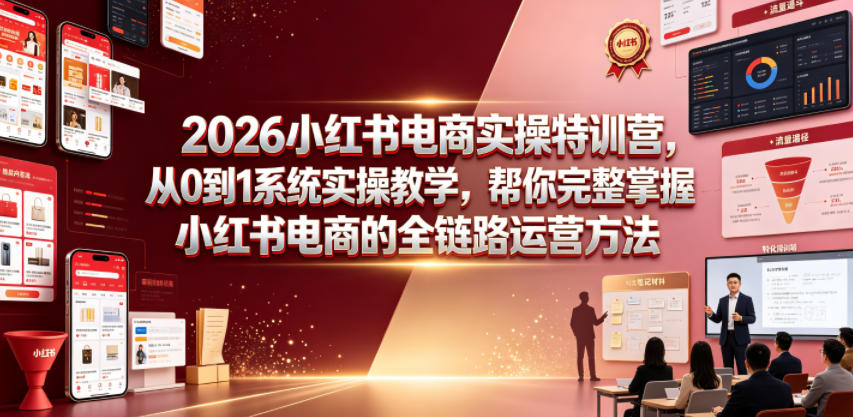 2026小红书电商实操特训营,从0到1系统实操教学,帮你完整掌握小红书电商的全链路运营方法-百盟网