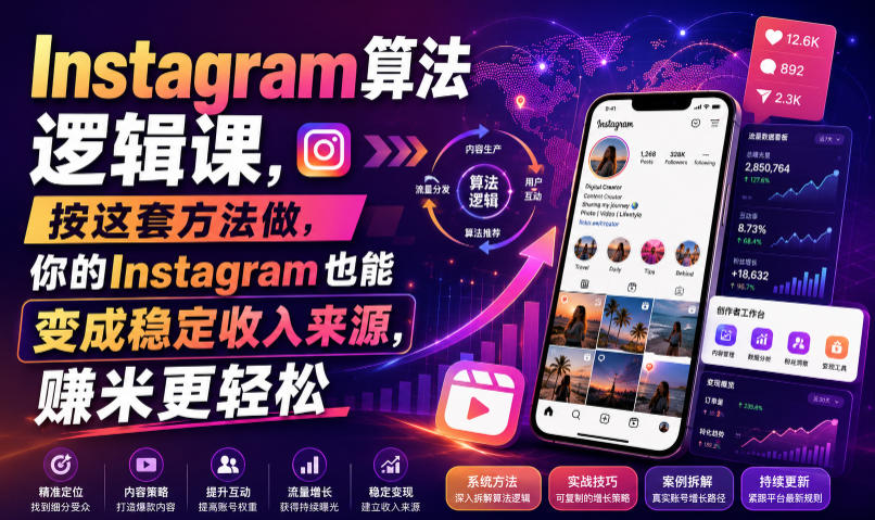 Instagram算法逻辑课，按这套方法做，你的Instagram也能变成稳定收入来源，賺米更轻松【原创双语字幕】-百盟网