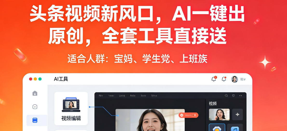 头条视频新风口,AI一键出原创,全套工具直接送,人人可做,有手就行【揭秘】-百盟网