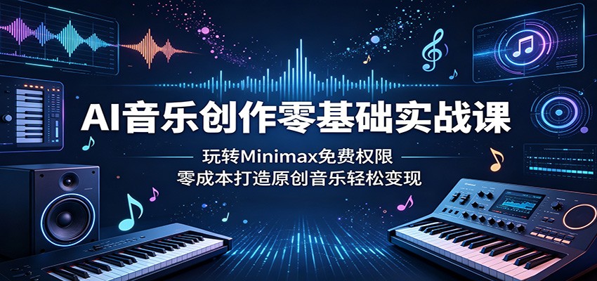 AI音乐创作零基础实战课：玩转Minimax免费权限，零成本打造原创音乐轻松变现-百盟网