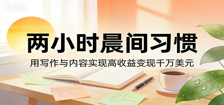 付费文章:两小时晨间习惯,用写作与内容实现高收益变现千万美元-百盟网