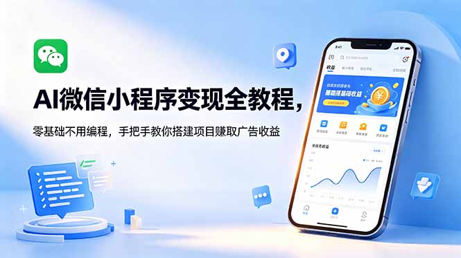 AI微信小程序变现全教程，零基础不用编程，手把手教你搭建项目赚取广告收益-百盟网