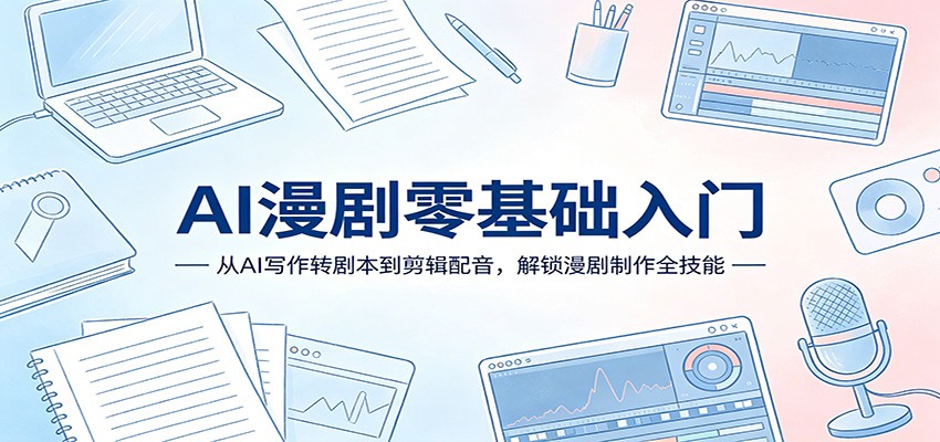 AI漫剧零基础入门:从AI写作转剧本到剪辑配音,解锁漫剧制作全技能-百盟网