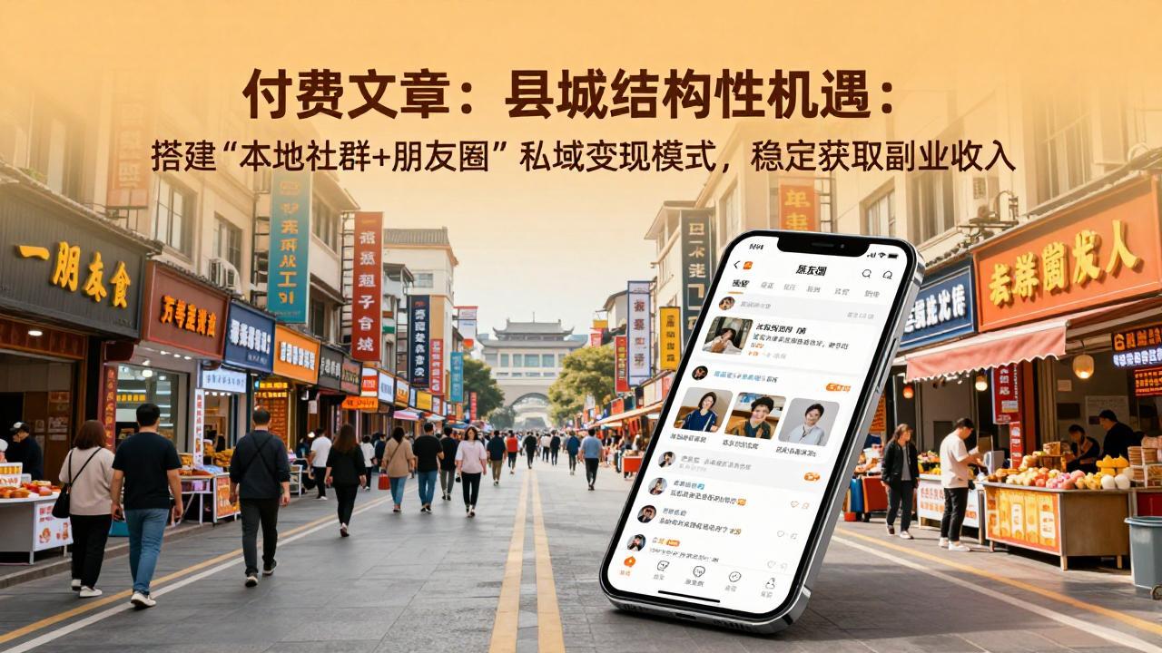 付费文章:县城结构性机遇:搭建“本地社群+朋友圈”私域变现模式,稳定获取副业收入-百盟网