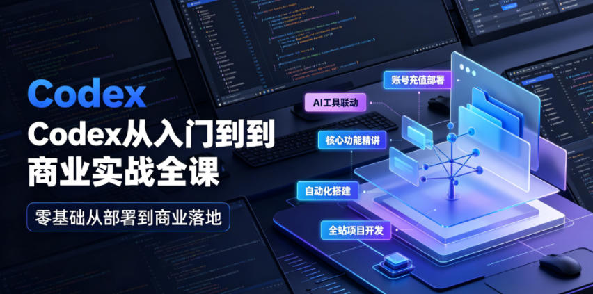Codex从入门到商业实战全课|账号充值部署、AI工具联动、核心功能精讲、自动化搭建、全站项目开发零基础教程-百盟网