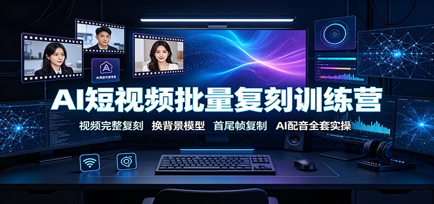 AI短视频批量复刻训练营：视频完整复刻，换背景模型、首尾帧复制、AI配音全套实操-百盟网