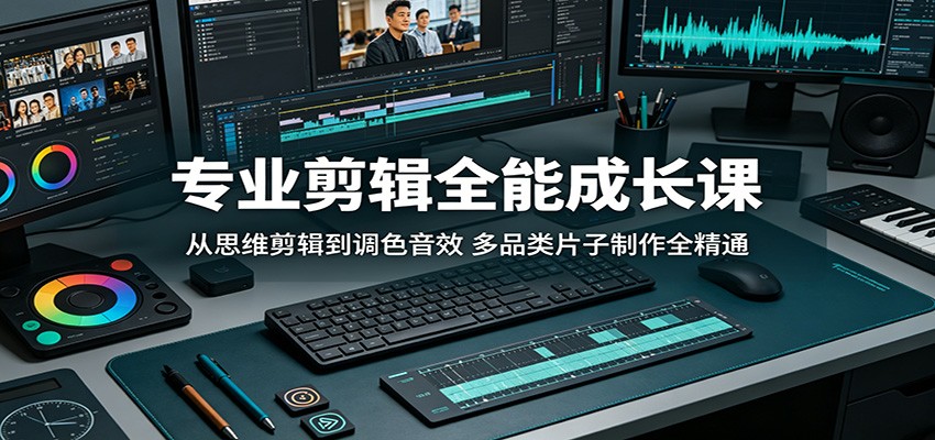 专业剪辑全能成长课：从思维剪辑到调色音效，多品类片子制作全精通-百盟网