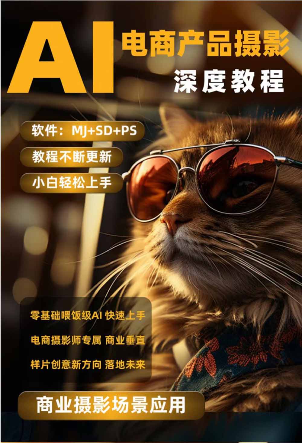 AI电商人像摄影实战课·SD多端部署|MJ完整教学|家电护肤家具商品图人像写真全案例-百盟网